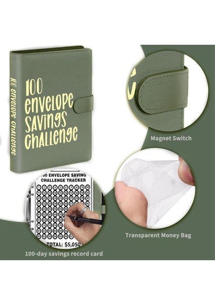 100 Zarflı Zorlu Klasör, A5 Para Tasarrufu Bütçe Klasörü Yeşil (Yurt Dışından) fırsatları