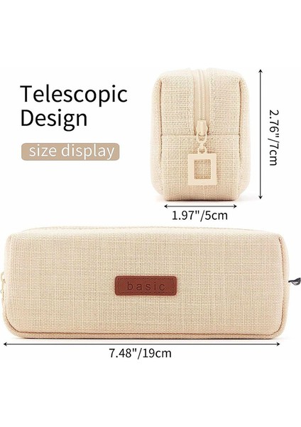 Kalem Çantası Değişim Çantası Gençlik Okulları Için Kozmetik Çantası Krem-Beyaz (Yurt Dışından) indirimleri