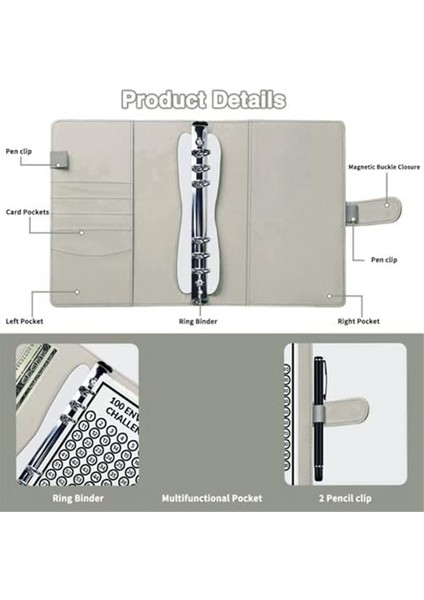 100 Zarf Zorlu Klasör, A5 Para Tasarrufu Bütçe Klasörü Gri (Yurt Dışından) modelleri