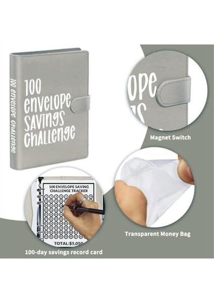 100 Zarf Zorlu Klasör, A5 Para Tasarrufu Bütçe Klasörü Gri (Yurt Dışından) fırsatları