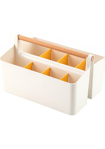 2 Paket Kalemlik Masa Rafı Ahşap Saplı, (Beyaz/sarı) (Yurt Dışından)