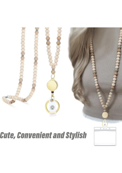 Anahtarlar Için Geri Çekilebilir Askılar Kimlik Rozetleri Tutucu Ahşap Boncuklar (Yurt Dışından) modelleri