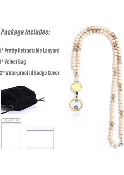 Anahtarlar Için Geri Çekilebilir Askılar Kimlik Rozetleri Tutucu Ahşap Boncuklar (Yurt Dışından) fırsatları