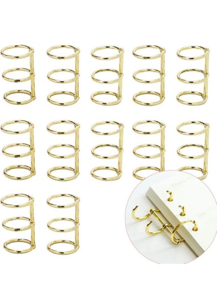 12 Adet 3 Halka Kitap Halkaları Bölünmüş Menteşeli 20MM Iç Çap Altın (Yurt Dışından) indirimleri
