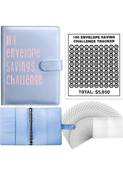 100 Zarf Zorlu Klasör, A5 Para Tasarrufu Bütçe Klasörü Mavi (Yurt Dışından)