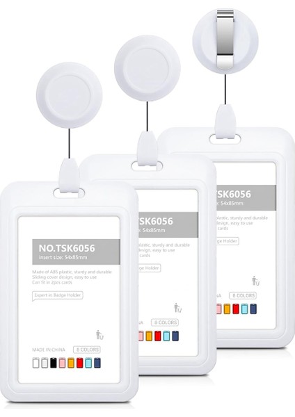 Rozet Tutucular, Sert Plastik Kayar Kimlik Rozeti Tutucu Beyaz (Yurt Dışından)