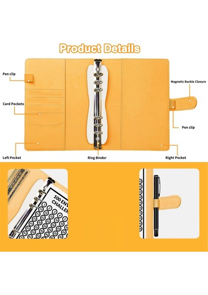 100 Zarf Zorlu Klasör, A5 Para Tasarrufu Bütçe Klasörü Sarı (Yurt Dışından) indirimleri