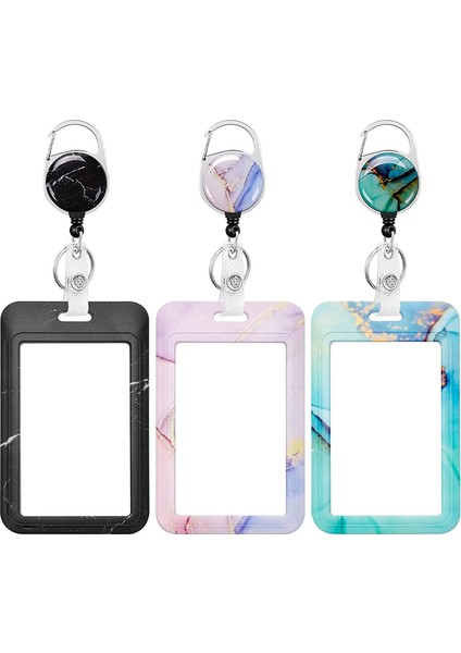 Geri Çekilebilir Makaralı 3 Paket Ağır Hizmet Rozet Tutucu (Yurt Dışından)