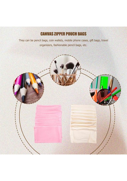 Fermuarlı Kozmetik Çantası Tuval Makyaj Poşetleri Boş Dıy El Sanatları Çantası (Yurt Dışından) fırsatları