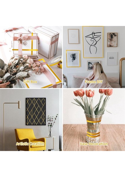 10MMX275 Yds Metalize Polyester Mylar Film Bant Altın Washi Bant Seti (Yurt Dışından) indirimleri