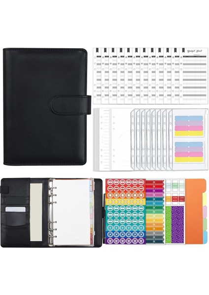 Fermuarlı A6 Bütçeli Klasör Zarflar ve Nakit Zarflar (Siyah) (Yurt Dışından)