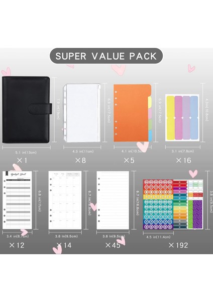 Fermuarlı A6 Bütçeli Klasör Zarflar ve Nakit Zarflar (Siyah) (Yurt Dışından) modelleri