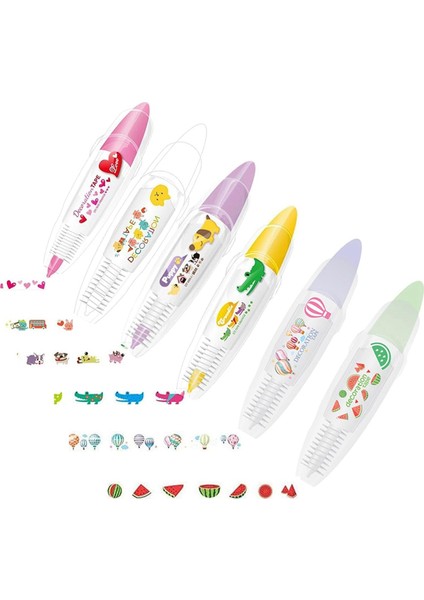 6 Adet Dıy Sevimli Hayvanlar Pres Tipi Dekoratif Kalem, Düzeltme Bandı (Yurt Dışından)