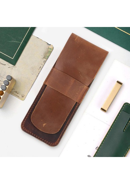 El Yapımı Deri Kalem Dolma Kalem Kutusu Tutucu Seyahat Günlüğü A (Yurt Dışından) fırsatları