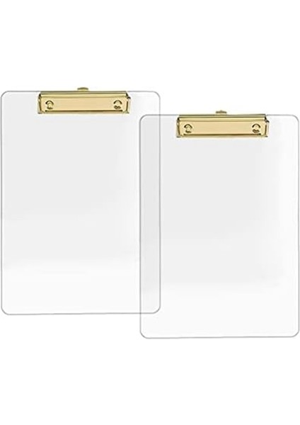 2 Paket Altın Klipsli Şeffaf Akrilik Pano, 8.8X12.2 A4 Mektup Boyutu (Yurt Dışından)