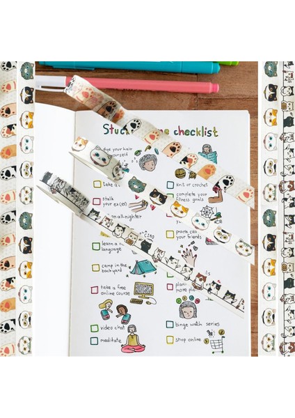 Kedi Washi Bant Seti - 15 mm Genişliğinde Washi Bant (Yurt Dışından) modelleri