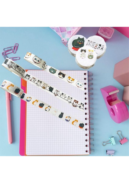 Kedi Washi Bant Seti - 15 mm Genişliğinde Washi Bant (Yurt Dışından) indirimleri