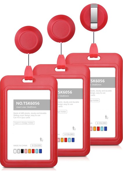 Rozet Tutucular, Sert Plastik Kayar Kimlik Rozeti Tutucu Kırmızı (Yurt Dışından)