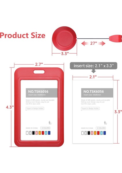 Rozet Tutucular, Sert Plastik Kayar Kimlik Rozeti Tutucu Kırmızı (Yurt Dışından) fiyatları