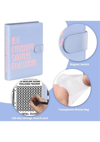 100 Zarf Zorlu Klasör, A5 Para Tasarrufu Bütçe Klasörü Mavi (Yurt Dışından) indirimleri