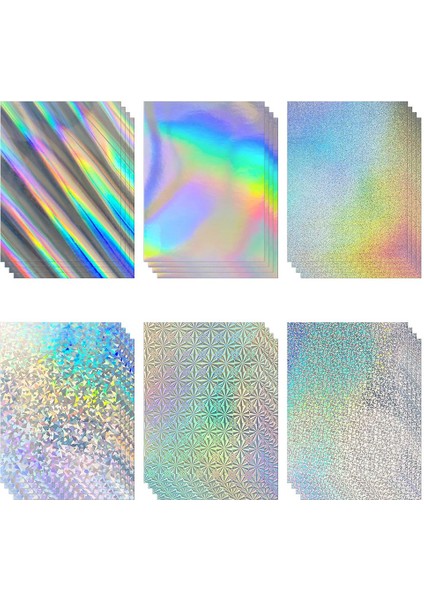 24 Yaprak Holografik Kart Stok 8,5X11 Inç, Parlak Yanardöner Aynalı Kağıt (Yurt Dışından)