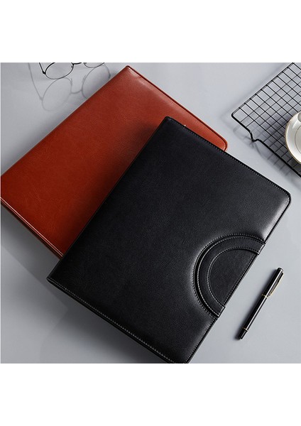 Kadınlar/erkekler Için Fermuarlı Pu Deri Portföy Klasörü, Not Defteri Siyah (Yurt Dışından)