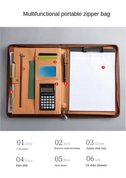 Kadınlar/erkekler Için Fermuarlı Pu Deri Portföy Klasörü, Not Defteri Siyah (Yurt Dışından) modelleri