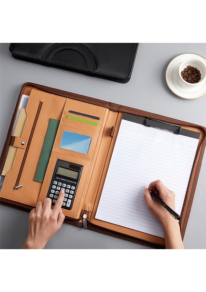 Kadınlar/erkekler Için Fermuarlı Pu Deri Portföy Klasörü, Not Defteri Siyah (Yurt Dışından) indirimleri