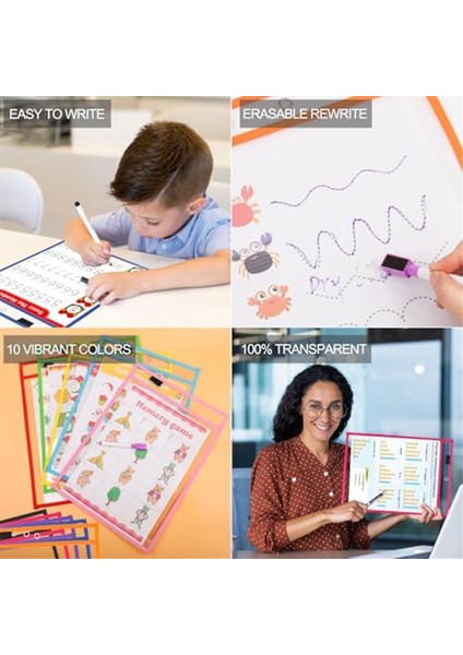 30 Adet Kuru Silinebilir Cepler, Ekstra Büyük Tekrar Kullanılabilir Kuru Silinebilir Cep Kapakları (Yurt Dışından) indirimleri