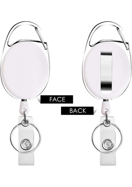 Karabina Makarası Klipsli ve Anahtarlıklı Geri Çekilebilir Rozet Tutucu, Beyaz (Yurt Dışından) modelleri