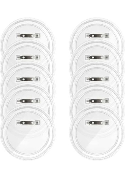 10 Set Düğme Yapımı Boş Düğmeler Şeffaf Düğme Pinleri (Yurt Dışından)