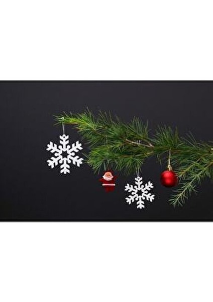 Gümüş Simli Kar Tanesi Yılbaşı Ağaç Süsü 12'li Paket 8 x 8 cm fırsatları