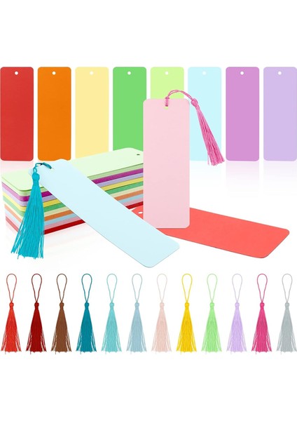 100 Adet Renkli Püsküllü 100 Paket Boş Renkli Ayraçlar Kartonu (Yurt Dışından)