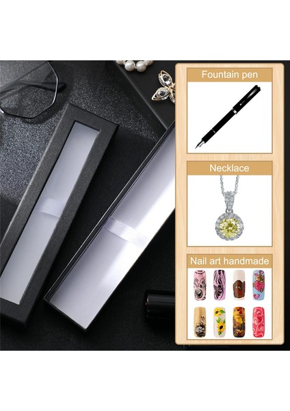 16 Adet Boş Kalem Hediye Kutusu Siyah Karton Kutu Şeffaf Pencereli (Yurt Dışından) modelleri