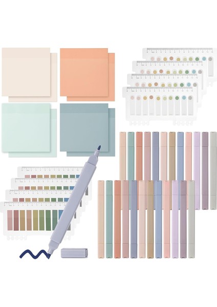 24 Incil Vurgulayıcı, 1200 Şeffaf Yapışkan Not, Morandi Renkli Etiketler (Yurt Dışından)