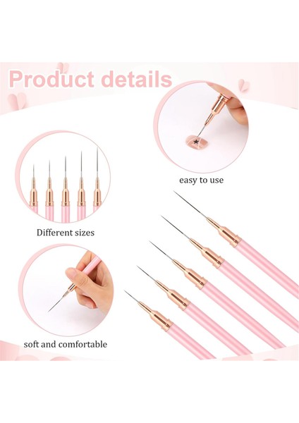 Tırnak Sanatı Liner Fırçaları, 5 Parça Boyama Tırnak Sanatı Fırça Seti Çizim Aracı (Yurt Dışından) fiyatları