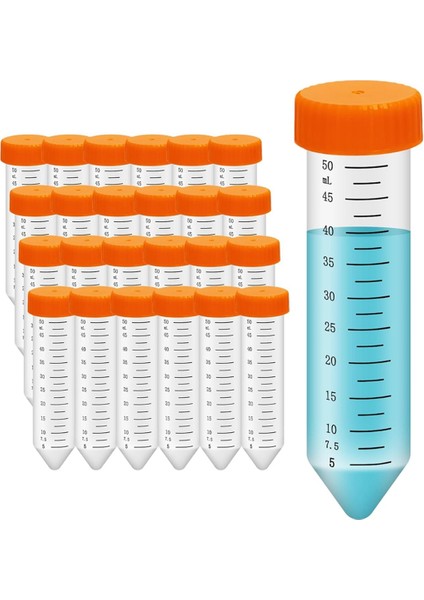 Konik Santrifüj Tüpleri 50ML, 25 Adet Test Tüpü, Dereceli (Yurt Dışından)