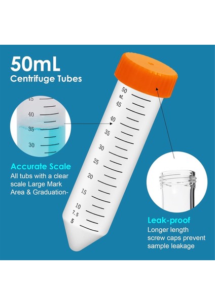 Konik Santrifüj Tüpleri 50ML, 25 Adet Test Tüpü, Dereceli (Yurt Dışından) fiyatları