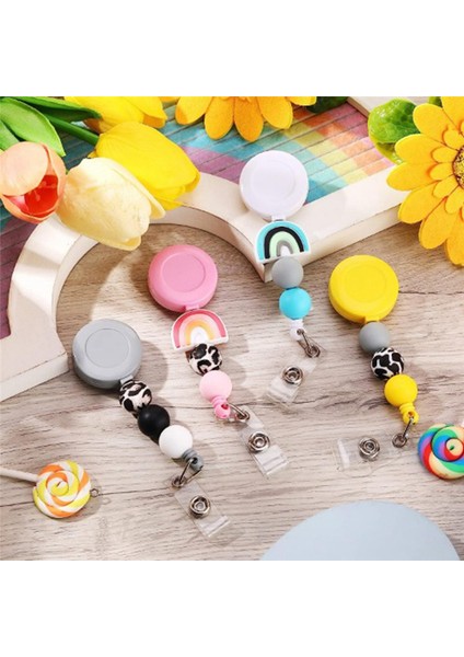 4 Adet Rozet Makarası, Ofis Için Döner Klipsli Rozet Makarası ve Anahtarlık (Yurt Dışından) fırsatları