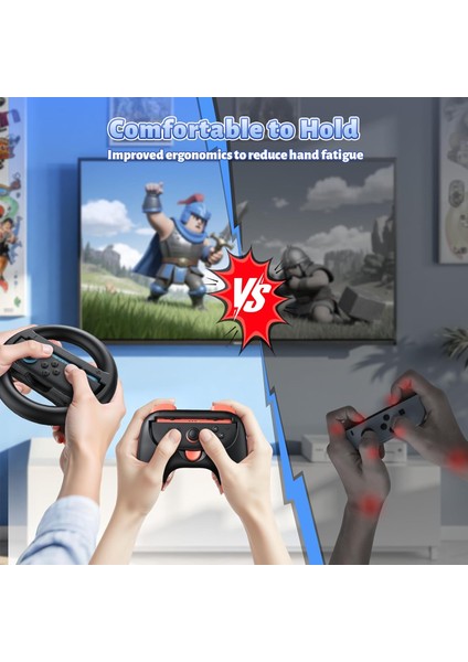 Switch 2 Joy-Con-Wheel Direksiyon & Grip Seti – 4 In 1 Oyun Aksesuar Paketi