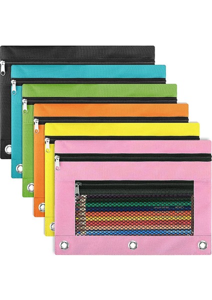 3'lü Halka Klasör Için Kalemlik, Çift Cepli, 6'lı Paket 6 Renk (Yurt Dışından)
