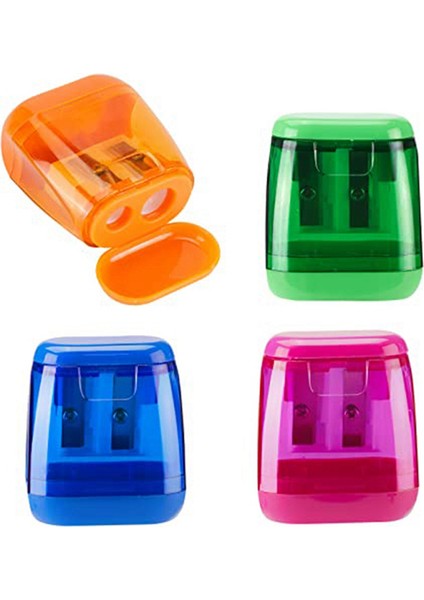 Plastik Renkli Kalemtıraş Geometrik Çift Delikli Eskiz Kalemi (Yurt Dışından)