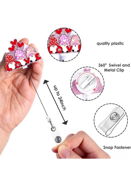 Sevimli Pembe Kalp Desenli Kimlik Adı Kartı Geri Çekilebilir Rozet Makarası Klipsi (Yurt Dışından) fiyatları