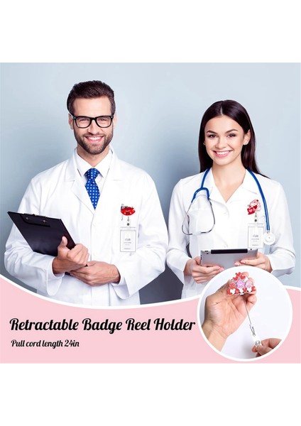 Sevimli Pembe Kalp Desenli Kimlik Adı Kartı Geri Çekilebilir Rozet Makarası Klipsi (Yurt Dışından) indirimleri