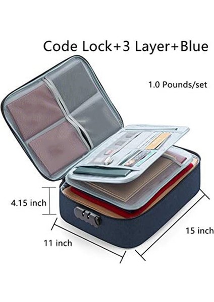 Dosya Cep Tutucu, Kod Kilidi ile Oxford Belge Saklama Çantası (Mavi) (Yurt Dışından) indirimleri
