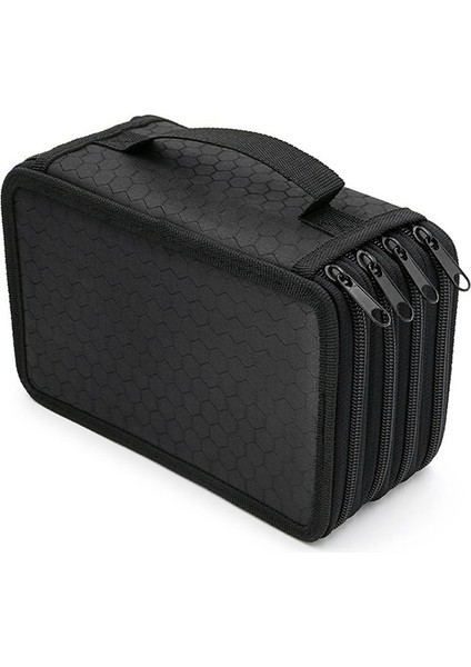 Kalem Kutusu Kapasitesi 72 Delik 4 Katmanlı Düz Renk Kalem Kutusu Siyah (Yurt Dışından)