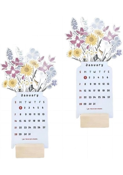 2 Adet 2024 Bloomy Flowers Masa Takvimi, Masa Takvimi 2024 (Yurt Dışından)