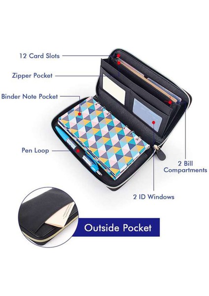 Nakit Zarf Sistemi Cüzdanı, 12 Nakit Zarfı ve 12 Bütçe Sayfası (Yurt Dışından) indirimleri