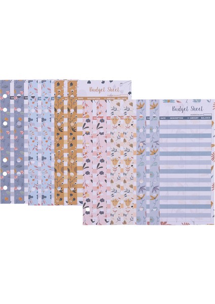 12 Bütçe Sayfası, A6 Bütçe Dosyası, Nakit ve Muhasebe Defteri, Cüzdan Için (Yurt Dışından) modelleri