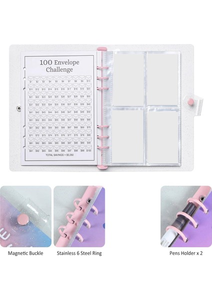 100 Zarf Para Tasarrufu Mücadelesi Para Biriktirme Dosyası, Pembe (Yurt Dışından) indirimleri